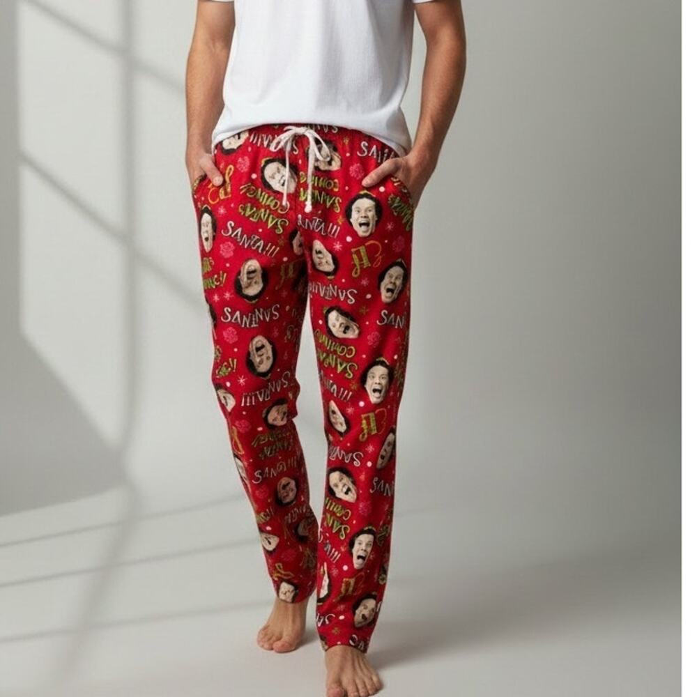 Elf Movie Red Ultra Soft Holiday Men's Graphic Print Pajama Pants Size L NWT